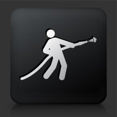 Black Square Button with Fire Hose Icon N2