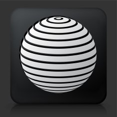 Black Square Button with Fitness Ball Icon
