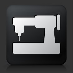 Black Square Button with Sewing Machine Icon