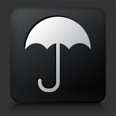 Black Square Button with Umbrella Icon N2