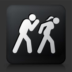 Black Square Button with Man & Woman Walking Icon