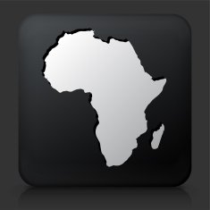 Black Square Button with Africa Continent Icon