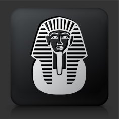 Black Square Button with Egyptian Coffin Icon