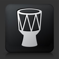 Black Square Button with Drum Icon N2