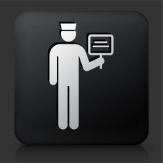 Black Square Button with Car Driver Waiting