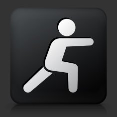 Black Square Button with Workout Icon