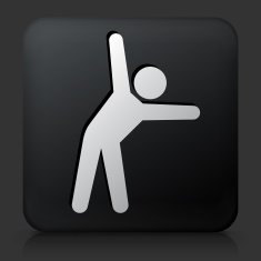 Black Square Button with Stretching Icon