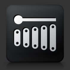 Black Square Button with Glockenspiel Icon N2