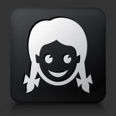 Black Square Button with Girl Icon N2
