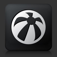 Black Square Button with Ball Icon