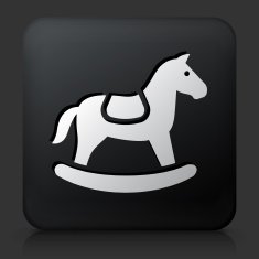 Black Square Button with Horse Rocker Icon