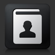 Black Square Button with Contact Book Icon