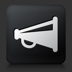Black Square Button with Megaphone Icon