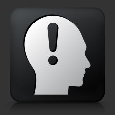 Black Square Button with Attention Head Icon