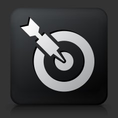 Black Square Button with Dart Target Icon