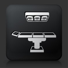 Black Square Button with Operating Table Icon