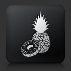 Black Square Button with Pineapple Icon