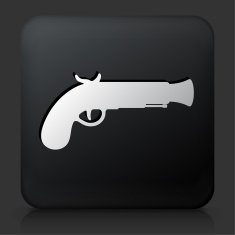 Black Square Button with Pistol Icon