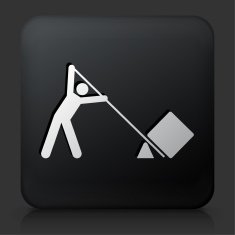 Black Square Button with Lifting Icon