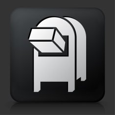 Black Square Button with Mailbox Delivery Icon