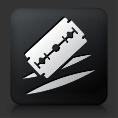 Black Square Button with Razor Cuts Icon