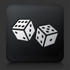 Black Square Button with Dice Icon