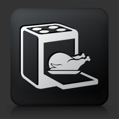 Black Square Button with Cooking Bird Icon