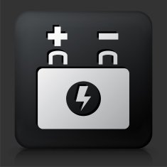 Black Square Button with Car Battery
