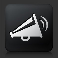 Black Square Button with Megaphone