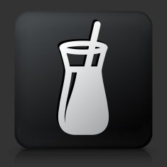 Black Square Button with Cocktail Icon