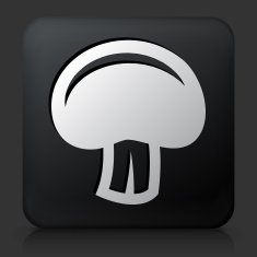 Black Square Button with Mushroom Icon