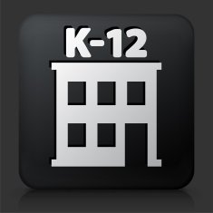Black Square Button with K-12 School N2