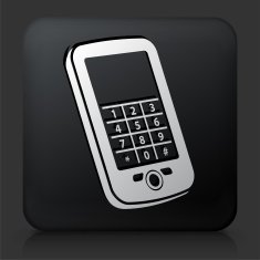Black Square Button with Touchscreen Phone Icon N2