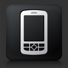 Black Square Button with Touchscreen Phone Icon N3