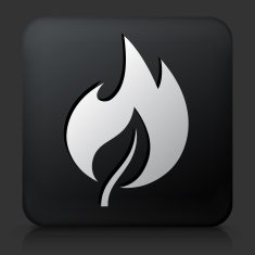 Black Square Button with Fire Icon