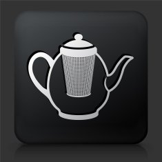 Black Square Button with Filtered Tea Pot Icon