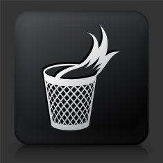 Black Square Button with Garbage Fire Icon