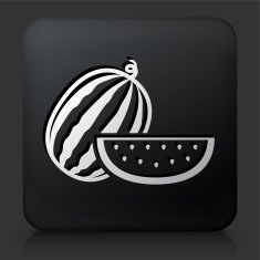 Black Square Button with Whole and Slided Watermelon