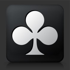 Black Square Button with Clubs Suit Card