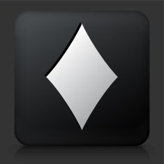 Black Square Button with Diamonds Suit Card