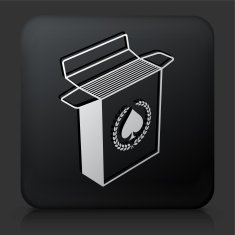 Black Square Button with Open Playing Card Box