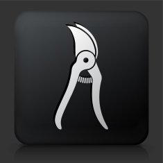 Black Square Button with Pruners