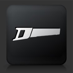 Black Square Button with Hand Saw