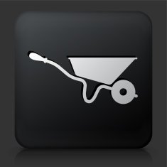 Black Square Button with Wheelbarrow
