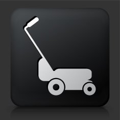 Black Square Button with Lawn Mower