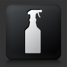 Black Square Button with Trigger Spray Bottle