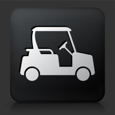 Black Square Button with Golf Cart
