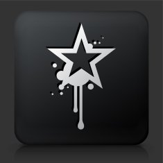Black Square Button with Graffiti Star