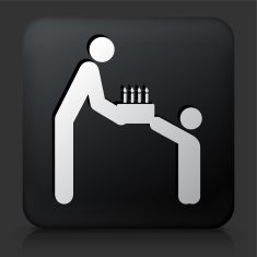 Black Square Button with Parent Giving Cake to The Child N2