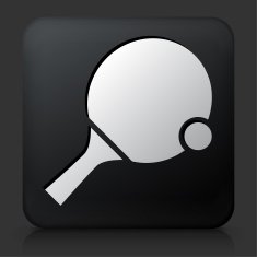 Black Square Button with Ping Pong Icon